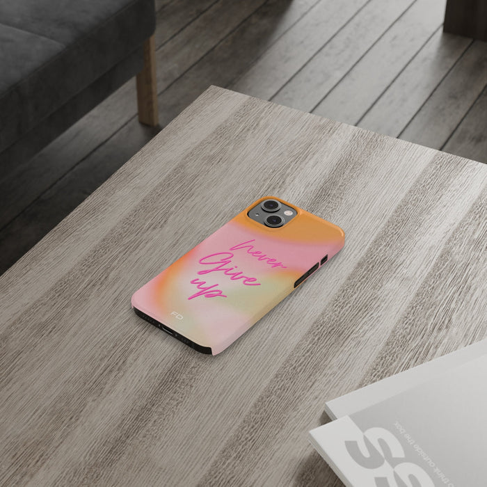 Slim iPhone Case featuring an Inspirational "Perseverance" Quote: orange, pink motivational text, colorful motivational graph