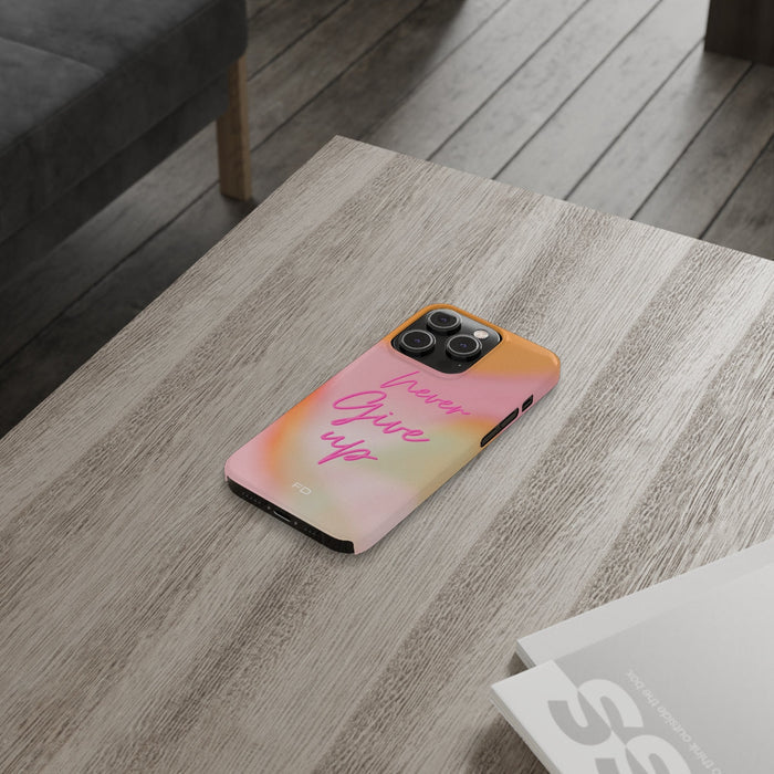 Slim iPhone Case featuring an Inspirational "Perseverance" Quote: orange, pink motivational text, colorful motivational graph