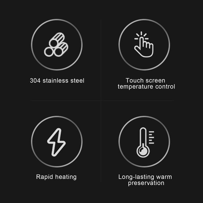 Smart Car Mug with Heating Functionality: black, dark gray electronic handheld device with charging cable, minimal modern sty