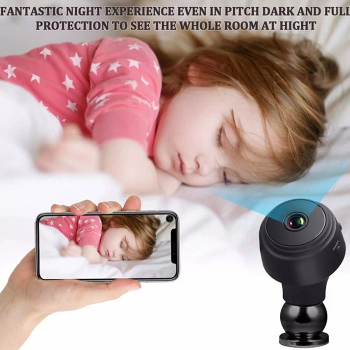 Smart Compact Wireless Camera with WiFi Connectivity: black, dark gray mini camera, compact minimalist electronics style