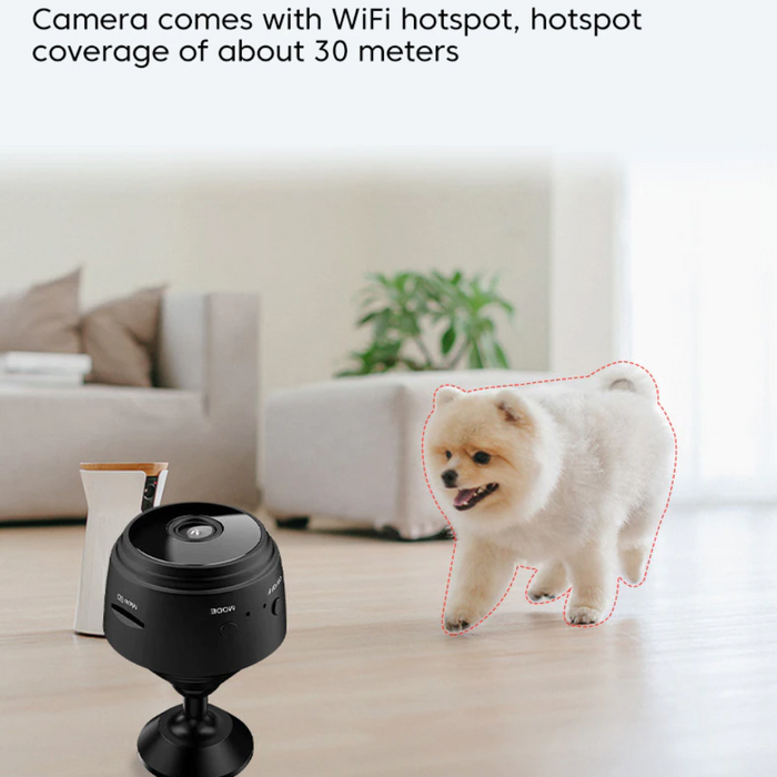 Smart Compact Wireless Camera with WiFi Connectivity: black, dark gray mini camera, compact minimalist electronics style