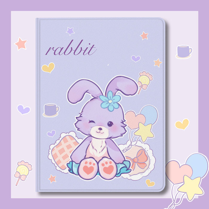 Smart Folio Cases with Cute Designs: lavender, purple rabbit, kawaii cartoon style