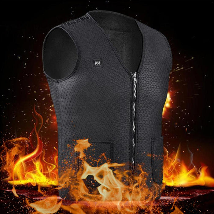 Smart Tech Fashion USB Heating Vest, Gender-Neutral Innovative Wearable Technology: black, dark gray sleeveless zip-front ves