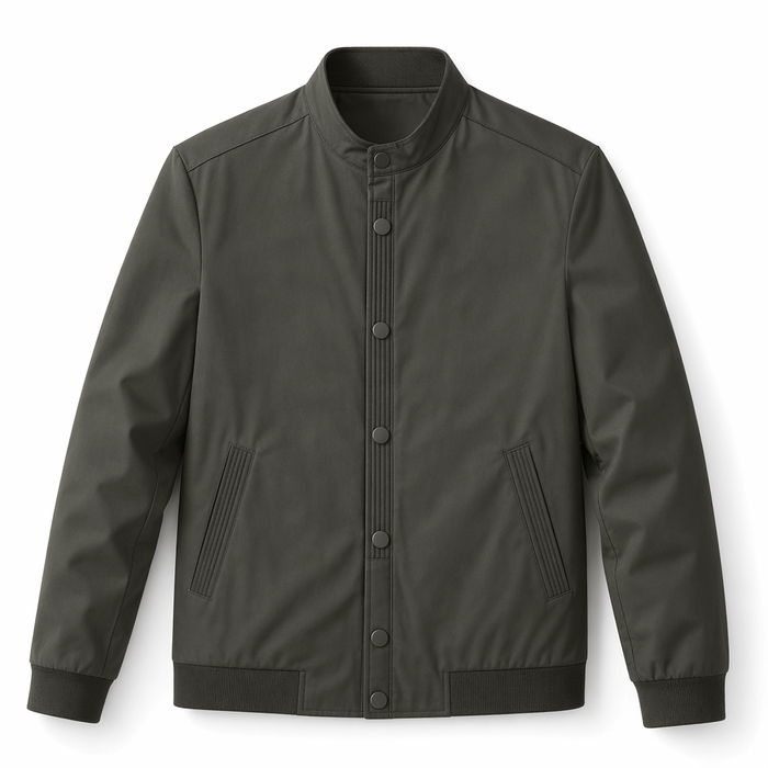Snap Button Men's Stand Collar Jacket - Retain the essence of the product while providing a distinct variation. Army Green