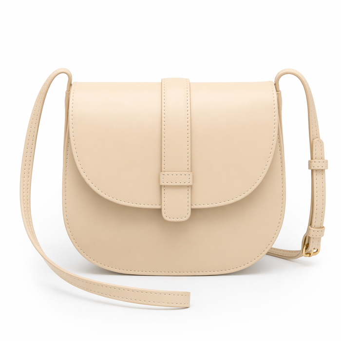 Snap Closure Crossbody Bag for Women Beige