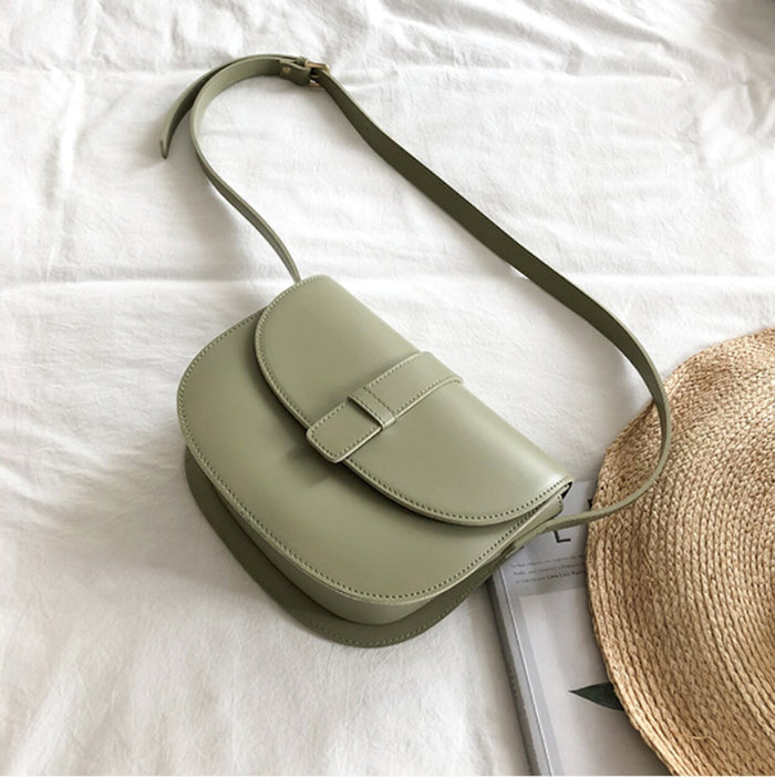 Snap Closure Crossbody Bag for Women: cream, beige shoulder bag, minimal style