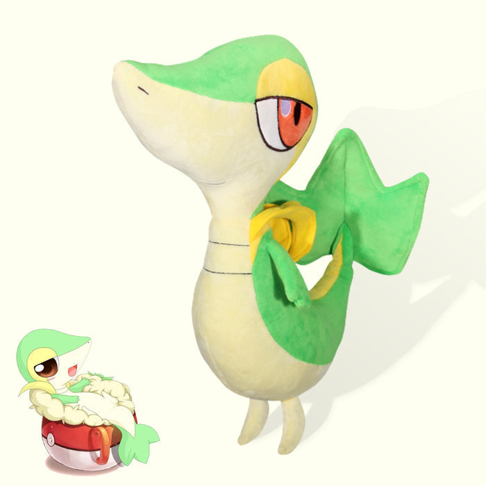Snivy Plush Toy: Vibrant, Durable Gift: green, cream Snivy character, cartoon character plush style