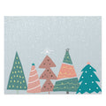 Snowy Christmas Trees Puzzle, 500 Pieces: black, light blue stylized winter forest with trees, minimal cartoon style
