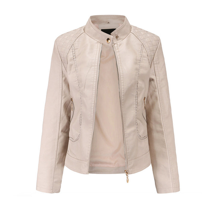 Soft Quilted Faux Leather Jacket for Women: black, gold-tone metal jacket, biker moto style