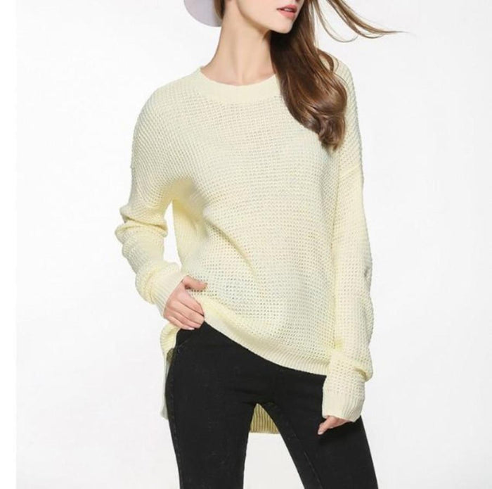 Soft Round Neck Sweater for Women: Maintaining Clarity and Distinction: pale cream, off-white sweater, minimal casual style