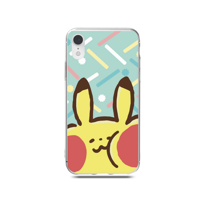 Soft TPU Phone Case with Accurate Cutouts: light blue, yellow Pikachu character, cartoon kawaii style
