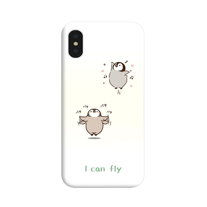 Soft TPU Phone Case with Protection: white, gray cartoon bird characters, cute cartoon kawaii style
