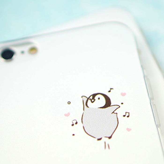 Soft TPU Phone Case with Protection: white, gray cartoon bird characters, cute cartoon kawaii style