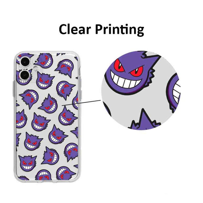 Soft TPU Shockproof Phone Case: white, clear various cartoon characters and creature faces, cartoon, kawaii style