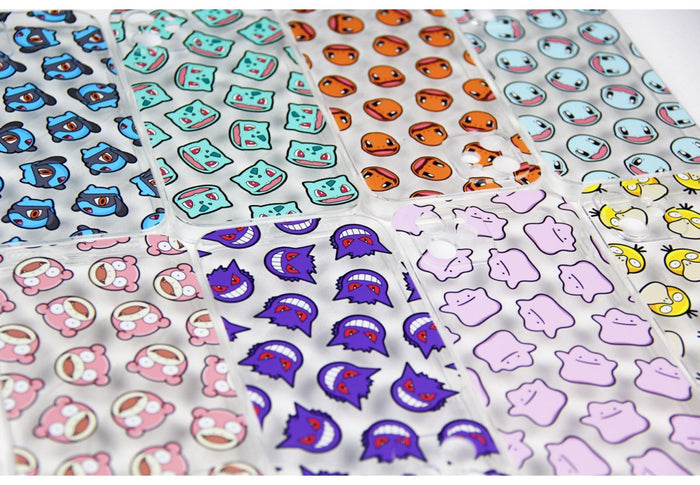 Soft TPU Shockproof Phone Case: white, clear various cartoon characters and creature faces, cartoon, kawaii style