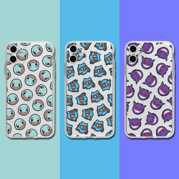 Soft TPU Shockproof Phone Case: white, clear various cartoon characters and creature faces, cartoon, kawaii style