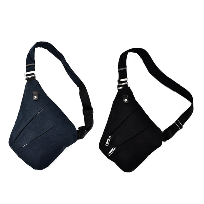 Spacious sholder bag: dark navy blue, black sling backpack, minimal casual style