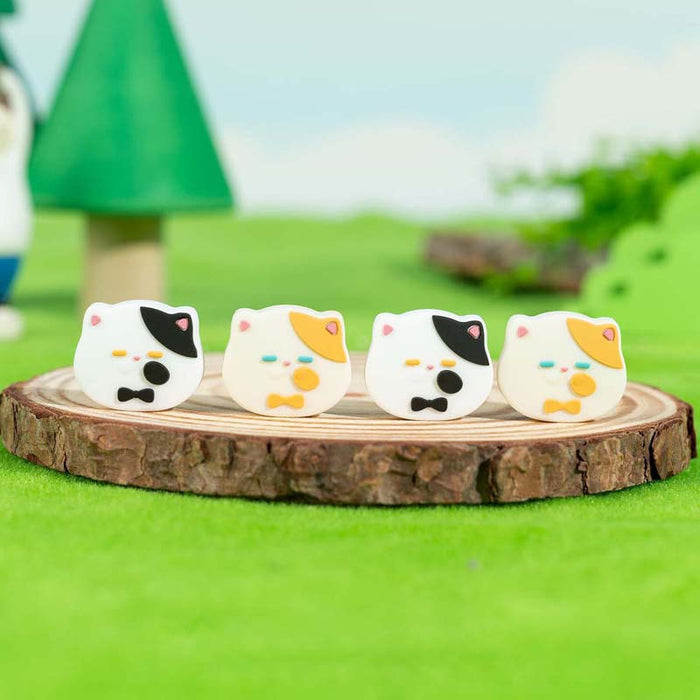 Splatoon Cat Judges Switch Thumb Grips: white, black cat, cute cartoon kawaii style