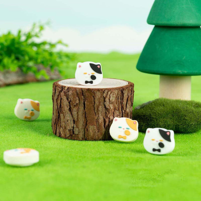 Splatoon Cat Judges Switch Thumb Grips: white, black cat, cute cartoon kawaii style