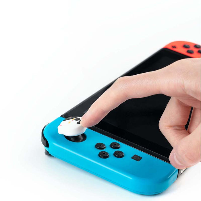 Splatoon Cat Judges Switch Thumb Grips: white, black cat, cute cartoon kawaii style