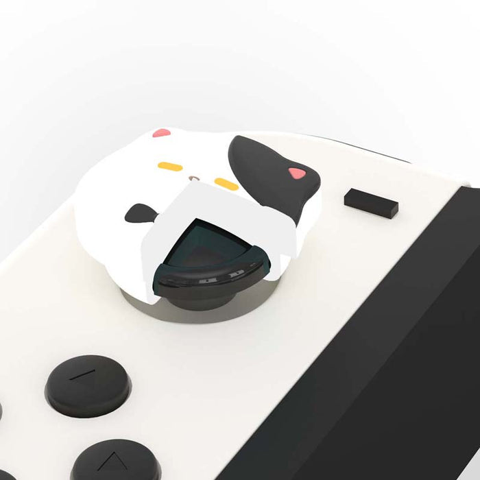 Splatoon Cat Judges Switch Thumb Grips: white, black cat, cute cartoon kawaii style