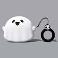 Spooky Ghost AirPods Case with Protection: white, black cute ghost character, kawaii, cartoon style
