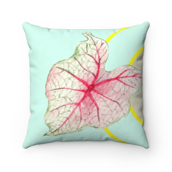 Square Pillow Home Decoration Accents, Green Leaf Design, Available in 4 Sizes: light aqua, pale pink leaf, botanical illustr