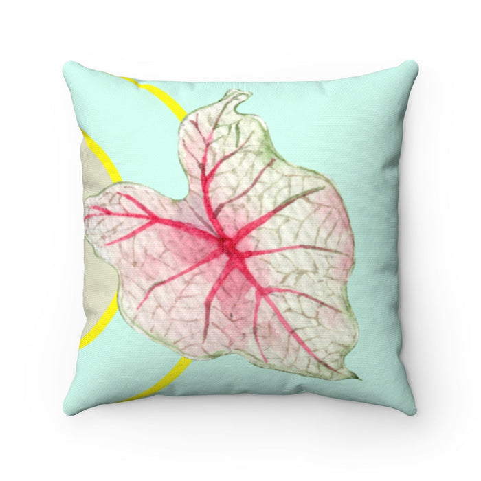 Square Pillow Home Decoration Accents, Green Leaf Design, Available in 4 Sizes: light aqua, pale pink leaf, botanical illustr