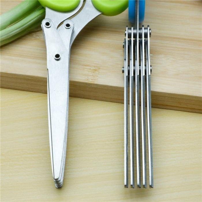 Stainless Steel Scissor for Chopping Vegetables with Multiple Layers: silver, blue multi-blade kitchen scissors, functional k