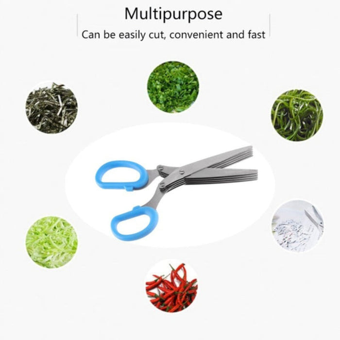 Stainless Steel Scissor for Chopping Vegetables with Multiple Layers: silver, blue multi-blade kitchen scissors, functional k