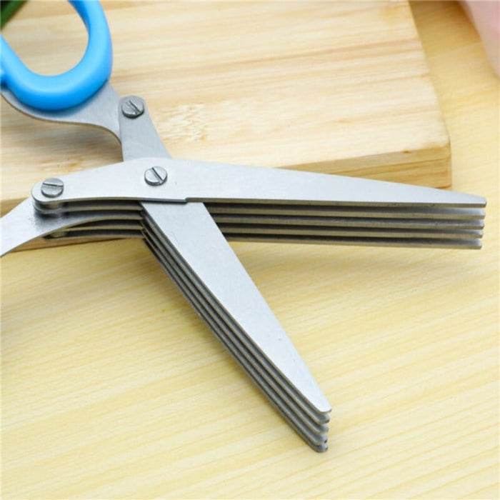 Stainless Steel Scissor for Chopping Vegetables with Multiple Layers: silver, blue multi-blade kitchen scissors, functional k