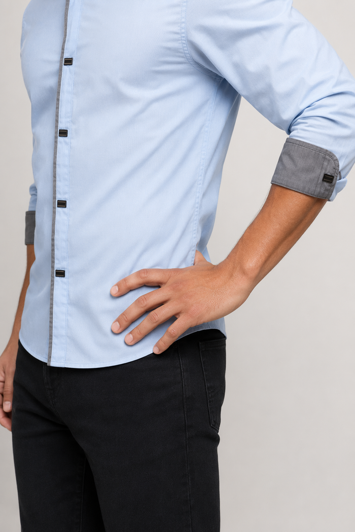 Standard Men's Shirt with Snap Buttons Light Blue