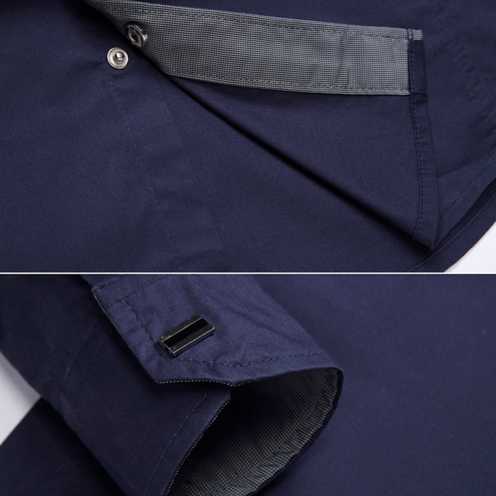 Standard Men's Shirt with Snap Buttons: white, gray button-up dress shirt, modern formal style