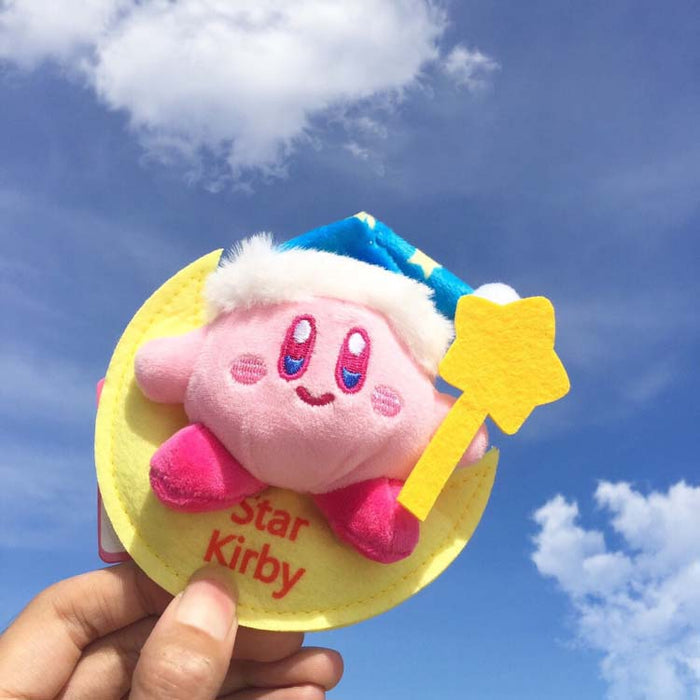Star Kirby Plush Keychain, Compact and Adorable: pink, yellow Kirby character, kawaii cartoon style