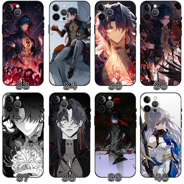 Star Rail Phone Case with Characters: blue, purple anime-style fantasy game characters, anime, cartoon, fantasy style