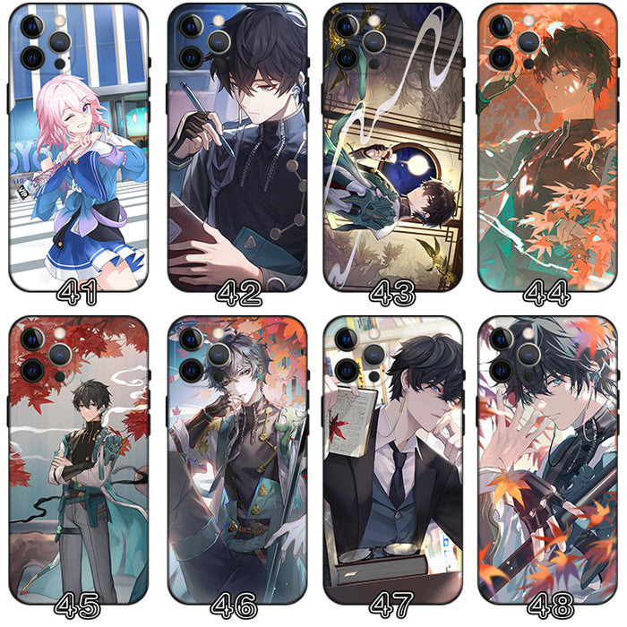 Star Rail Phone Case with Characters: blue, purple anime-style fantasy game characters, anime, cartoon, fantasy style