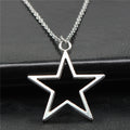 Star-Shaped Open Pendant Necklace: silver star, minimal style