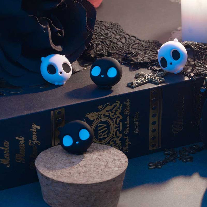 Steam Deck Joystick Caps with Designs: black, white cartoon skulls, cartoon, spooky, kawaii style