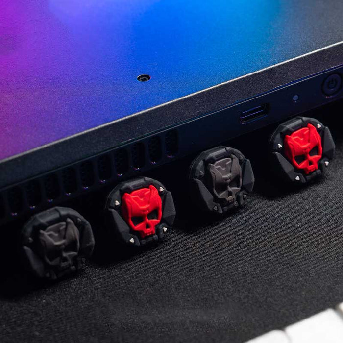 Steam Deck Joystick Caps with Designs: black, white cartoon skulls, cartoon, spooky, kawaii style