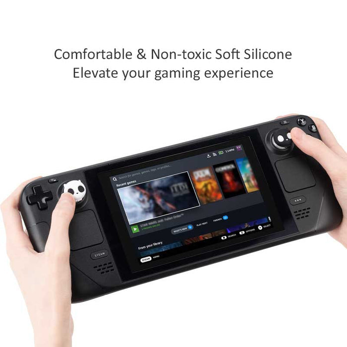 Steam Deck Joystick Caps with Designs: black, white cartoon skulls, cartoon, spooky, kawaii style