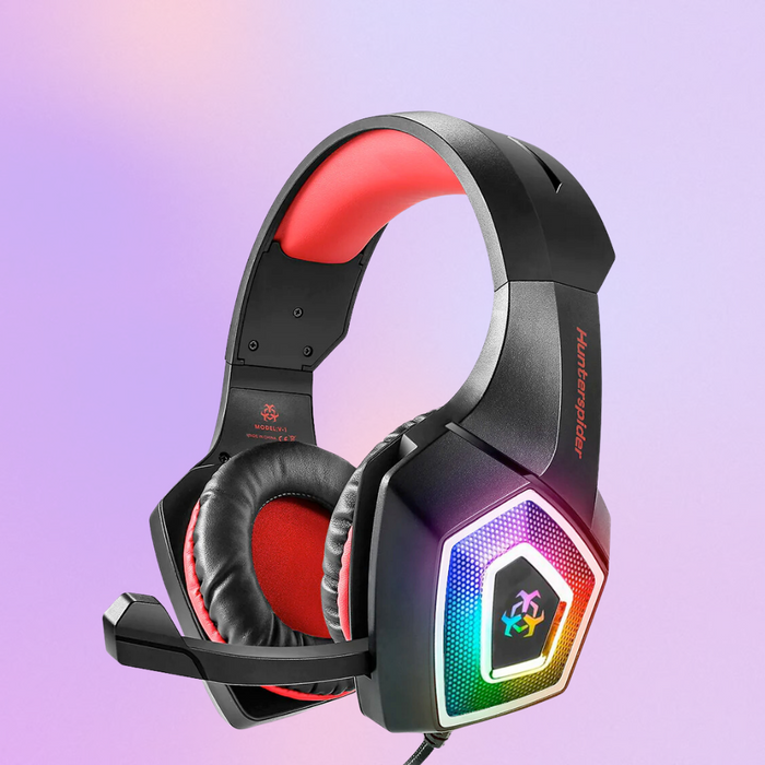 Stereo RGB Gaming Headset with Microphone, Dragon G3X Edition: black, red over-ear gaming headset with boom microphone, moder