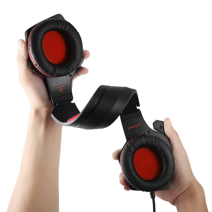 Stereo RGB Gaming Headset with Microphone, Dragon G3X Edition: black, red over-ear gaming headset with boom microphone, moder