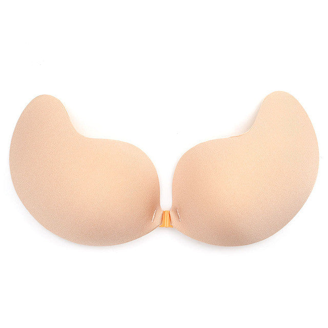 Strapless Enhancing Bra for a Flattering Silhouette: beige, peach adhesive bra cups, minimal style