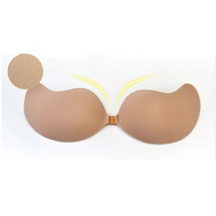 Strapless Enhancing Bra for a Flattering Silhouette: beige, peach adhesive bra cups, minimal style