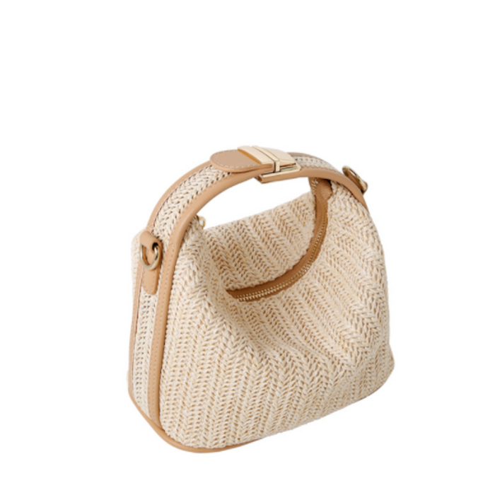 Straw Purse for Women's Summer Fashion: white blouse/top, minimal style