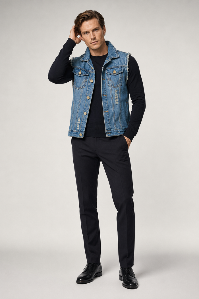 Street Style Denim Vest for Men Default