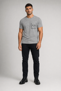 Streetwear T-Shirt for Men with Faux Pockets Sport Grey