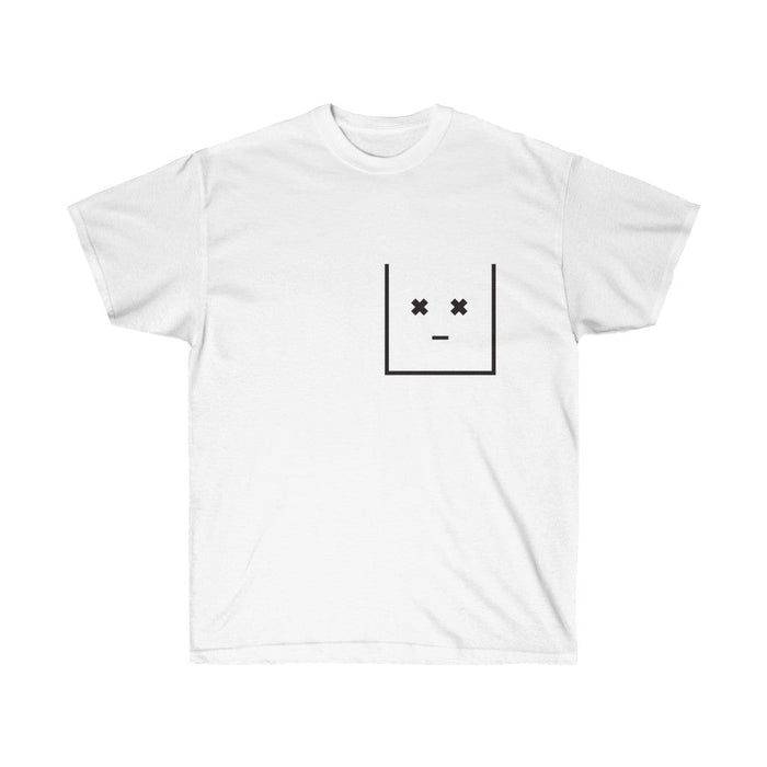Streetwear T-Shirt for Men with Faux Pockets: dark gray, black simple face graphic, minimal style
