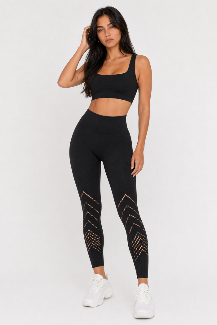 Stretchy Stripes High Waist Yoga Leggings Black