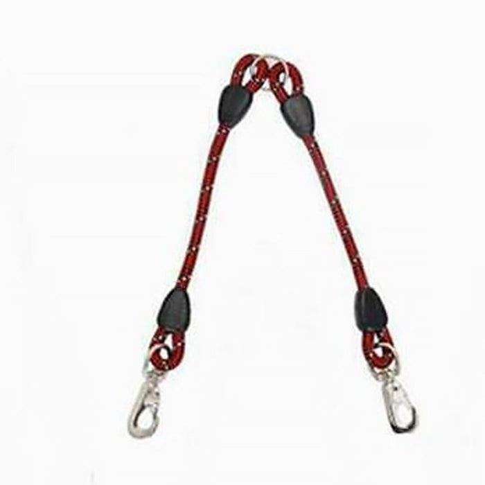 Sturdy Dual Dog Leash for Long-Lasting Use: red, black strap with clips, functional style